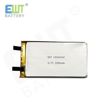 Lithiumpolymerbatterij LP545497 3.7V 3050mAh met overladingsbescherming en PCB-veiligheidskenmerken