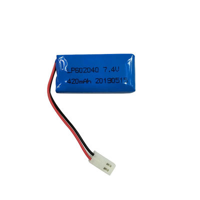 LP602040 7.4V 420MAH Lithium Polymer Battery met 0.2C oplaadstroom en PCM inbegrepen
