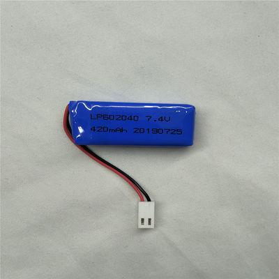 LP602040 7.4V 420mAh Lithium Polymer Battery met veiligheidskenmerken Bescherming tegen ontlading -20°C tot 45°C