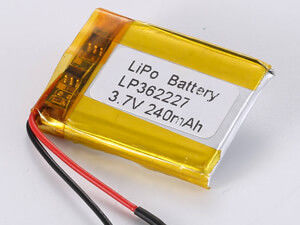 LP362227 3.7V 240mAh Lithium Polymer Battery met een hoge energiedichtheid 150-200 Wh/kg en een maximale ontladingsstroom van 0,35A