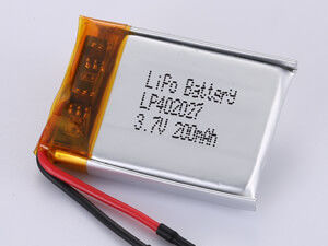 Hoogenergie-dichtheid LP402027 3.7V 200MAH Lithium Polymer oplaadbare batterij voor hoge snelheid toepassingen 12 maanden garantie