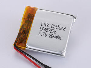 3.7V LP452526 260MAH Langdurige Li-ion-polymerbatterij Energie-dichtheid 150-200 Wh/kg Ontladingstemperatuur -20°C tot 60°C