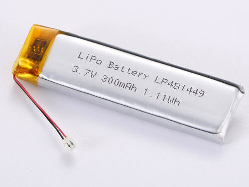 LP481449 3.7V 300MAH JST ontladingsconnector LiPo-pakket met hoge capaciteit voor professionele toepassingen -20 tot 45 graden Celsius