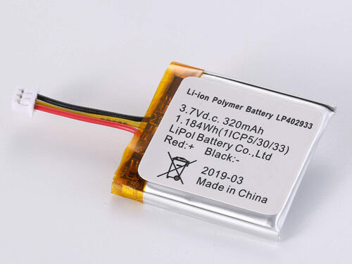Krachtige 3,7V 320MAH LP402933 Li-ion batterij met 500-1000 cycli en een breed temperatuurbereik