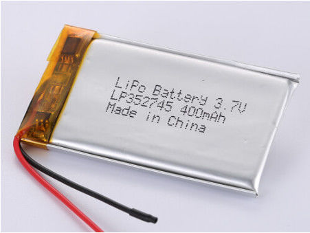 UN38.3 Gecertificeerde LP352745 3.7V 400MAH Lithiumpolymerabatterij voor snel 2 uur opladen en verlengd 4-6 uur ontladen