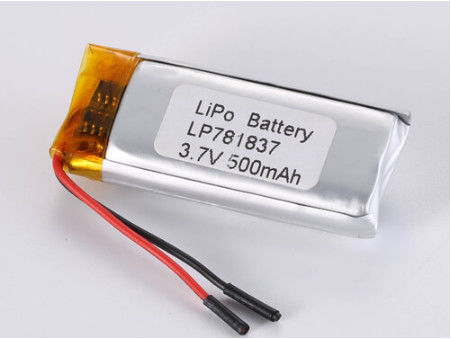 Klantvereisten LiPo-batterijpakket van 3,7 V 500 mAh met een hoog vermogen en een lithiumpolymeraccumulator met anodemateriaal