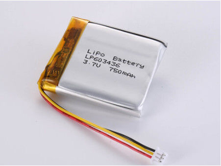 LP603436 3.7V 750 MAH Prismatische Lithium Polymer Battery Zilver Chemie voor prestaties