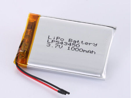 LP543450 3.7V 1000MAH Li-ionbatterij A-kwaliteit voor knoptoepassingen RoHS-gecertificeerd en 1C piekontlading